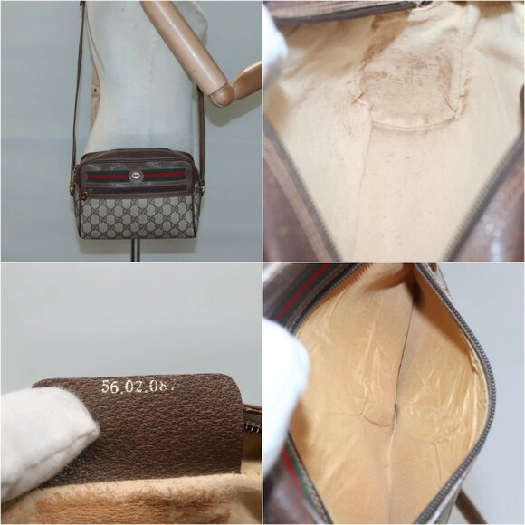 GUCCI GG Supreme Web Sherry Line Bag PVC Beige Gold 56 02 087 Auth ar13365 - Picture 15 of 16